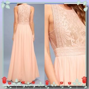 forever and always blush pink lace maxi dress
